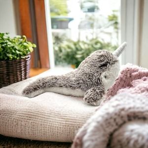 Mary Meyer Very Soft Grey Narwhal Unicorn Dolphin 11" Plush Stuffed Animal Toy